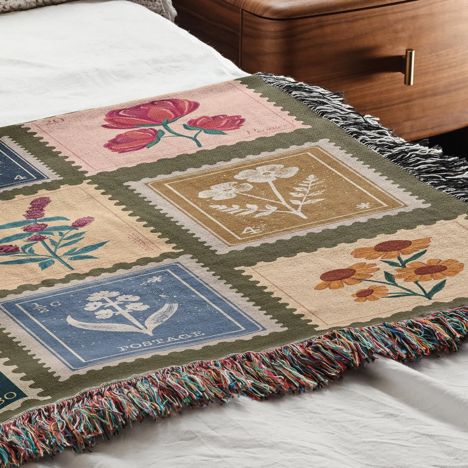 Cottagecore Woven Blanket, Vintage Mushroom Wall Hanging, Heirloom Tapestry Throw Picnic Blanket, Couch Dopamine Decor, Daughter Gift (Copy)