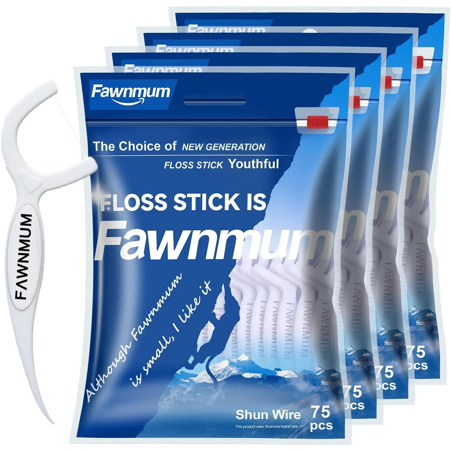 300 Count Dental Floss Picks - Thorough Teeth Cleaning, Strong and Tough Floss (75 Count * 4 Bags) Oral Comfort tongue scraper