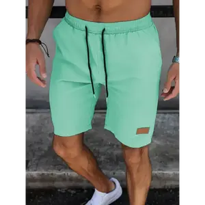 Men's Lightweight Drawstring Athletic Shorts - Mint Green, Quick-Dry Polyester, Perfect for Summer Beach & Golf, No Stretch, Solid Color with Pockets