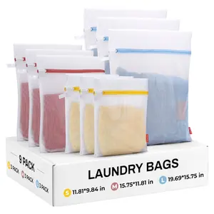 9-Pack Mesh Laundry Bags with Sturdy Zippers – Breathable Wash Bags with Hanging Loops for Lingerie – Accessories