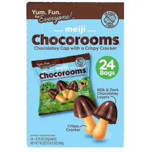 Meiji Chocorooms, Chocolatey Cap with a Crispy Cracker, 0.75 oz, 24-count snack