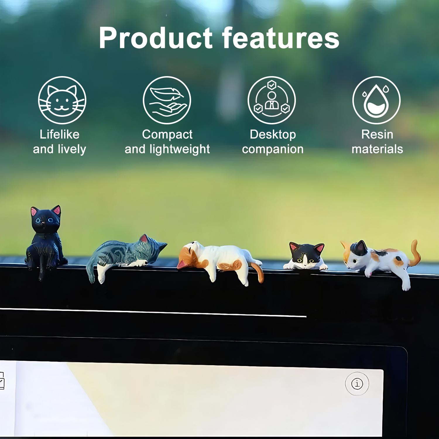 Mini Cute Cat Desk Figurines Set of 5 Resin Multi Pose Kitty Ornaments Cute Cartoon Style Desk Companions for Home Offices Cubicles Computer Monitors, Car Screens, Desks Mini Cute Cat Desk Figurines Set of 5 Resin Multi Pose Kitty Ornaments Cute Cartoon Style Desk Companions for Home Offices Cubicles Computer Monitors, Car Screens, Desks