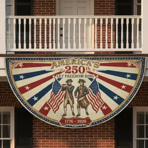American 250th Anniversary Patriotic Bunting Banner - 1776-2026 Let Freedom Ring Lightweight Weatherproof Outdoor Decor, Vintage American Fan Flag, Fourth of July Decoration, Outdoor Banners, Yard Sign Banner