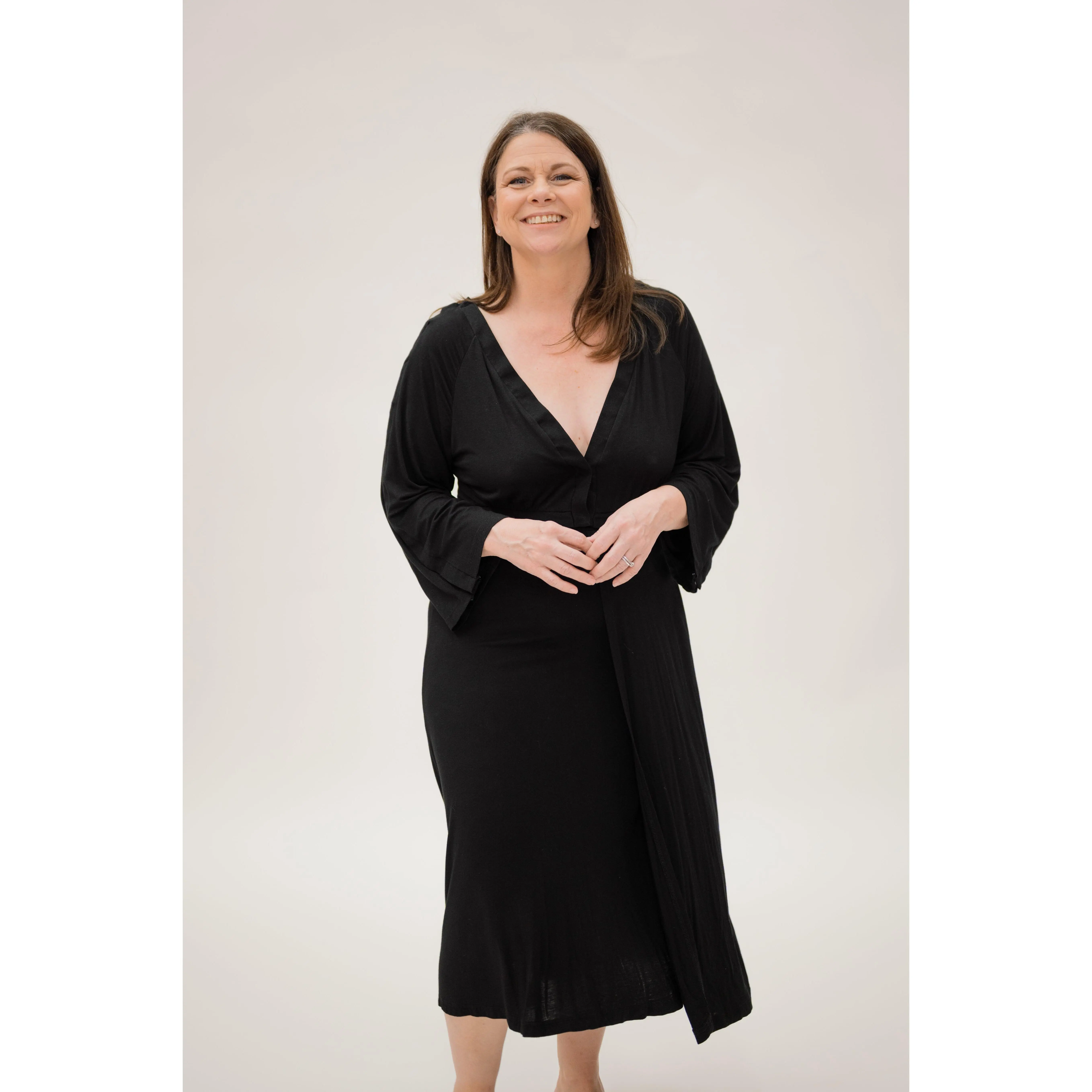 Amelia Labor & Postpartum Gown in Black Amelia Labor & Postpartum Gown in Black