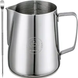 20oz 600ml Stainless Steel Milk Frothing Pitcher, Espresso Steaming Pitcher Espresso Machine Accessories, Milk Frother Cup for Coffee Cappuccino Latte Art with Decorating Art Pen