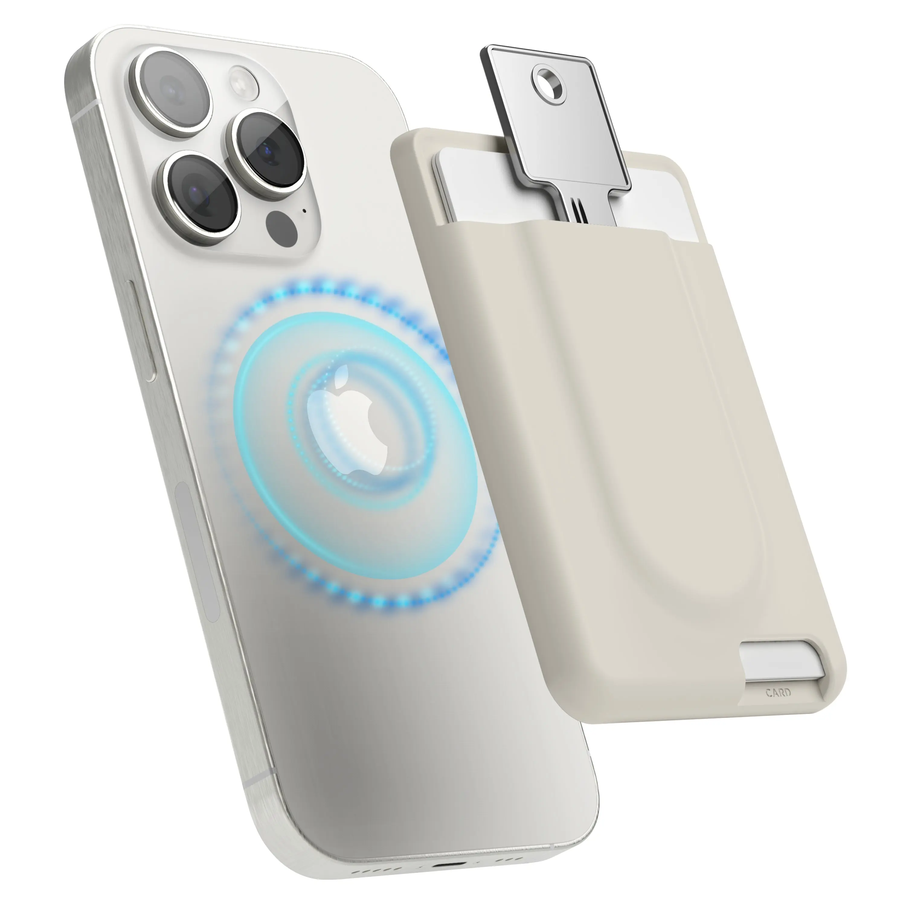 Key MagSafe Silicone Card Pocket - Holds 2 Cards and 1 Key, Durable Silicone Magnetic Smartphone Accessory, Compatible with MagSafe Phones and Phonecases, Larger Keys May Not Fit [2 Colors]