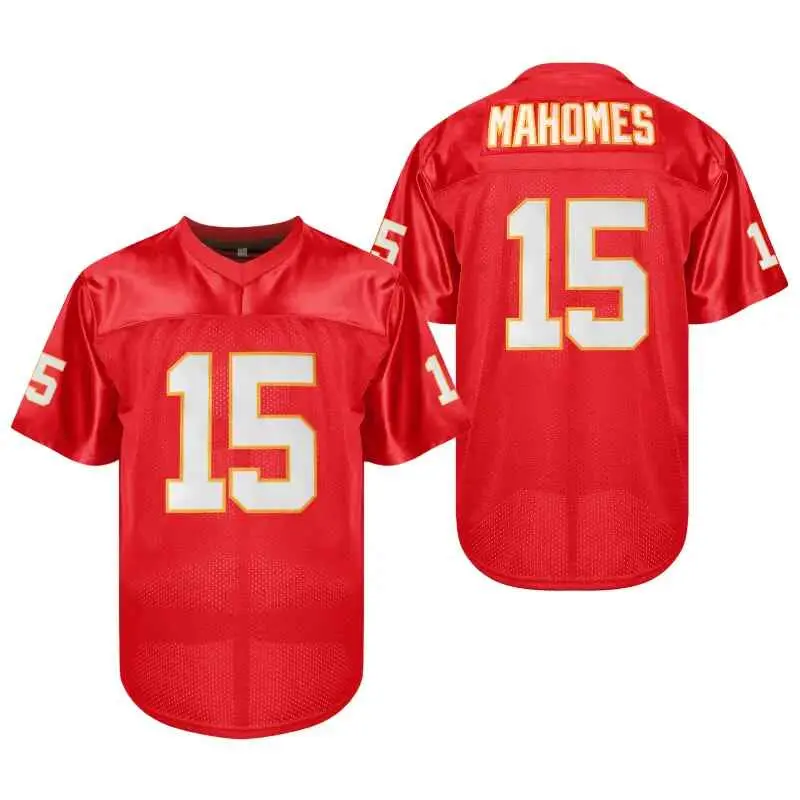 Male #15 Black American Football Jersey - V-Neck Polyester Athletic Top, Breathable Slightly Elastic Professional Sports Style Jersey Tee, Casual Sporty Wear for Football Workouts