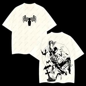 Superstyle Friendly Neighborhood Spidey Hero MCU Comic Double Printed Oversize Lightweight Acid Washed Tee TV Series Graphic Cotton Streetwear T-Shirt