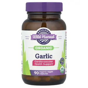 Oregon's Wild Harvest Organic Garlic, 90 Organic Vegan Capsules (525 mg per Capsule)