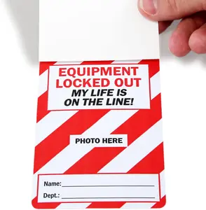 "Danger Equipment Lock-Out" 2-Sided Photo Lockout Tag, 25 Tags and Ties