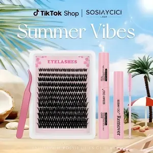 [SOSIAYCICI · QUICK FIT SERIES] Zephyr Soft Breeze Flawless Look Cluster Lashes 8-18mm Mixed Wispy Band Individual Lash Clusters Summer Beach Date Holiday Makeup For All Eye Shapes with Waterproof Long Lasting Bond&Seal Remover Tweezers Spoolie