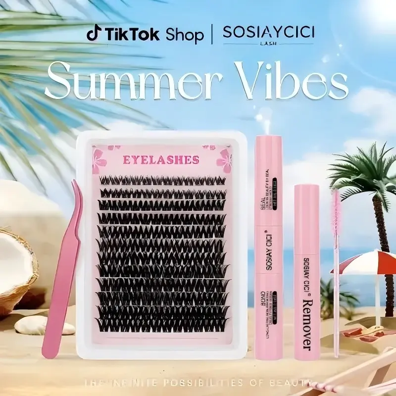 [SOSIAYCICI · QUICK FIT SERIES] Zephyr Soft Breeze Flawless Look Cluster Lashes 8-18mm Mixed Wispy Band Individual Lash Clusters Summer Beach Date Holiday Makeup For All Eye Shapes with Waterproof Long Lasting Bond&Seal Remover Tweezers Spoolie