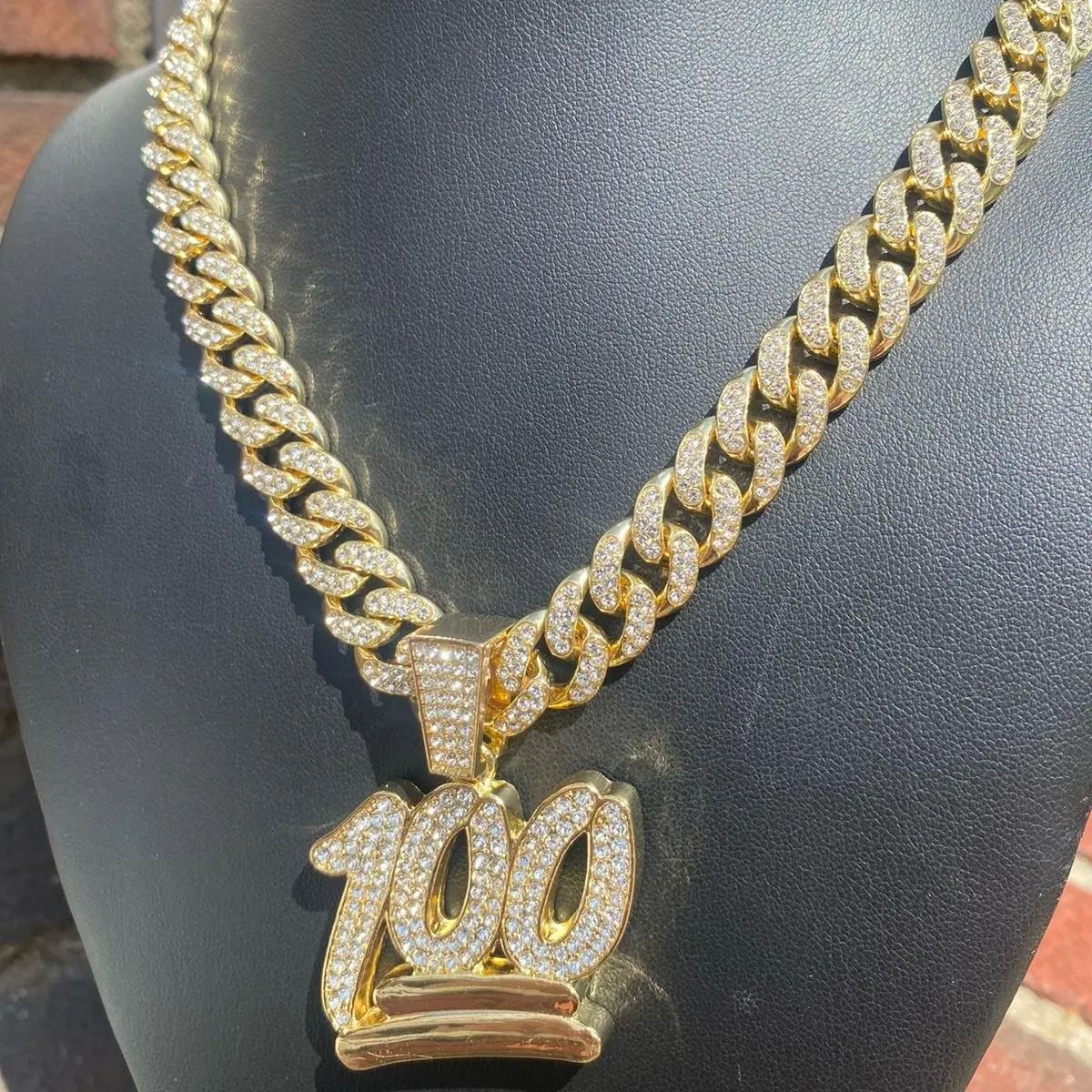 Ice Out Blinged 100 Emoji Pendant & 24” Full Iced Neklave Chain Set