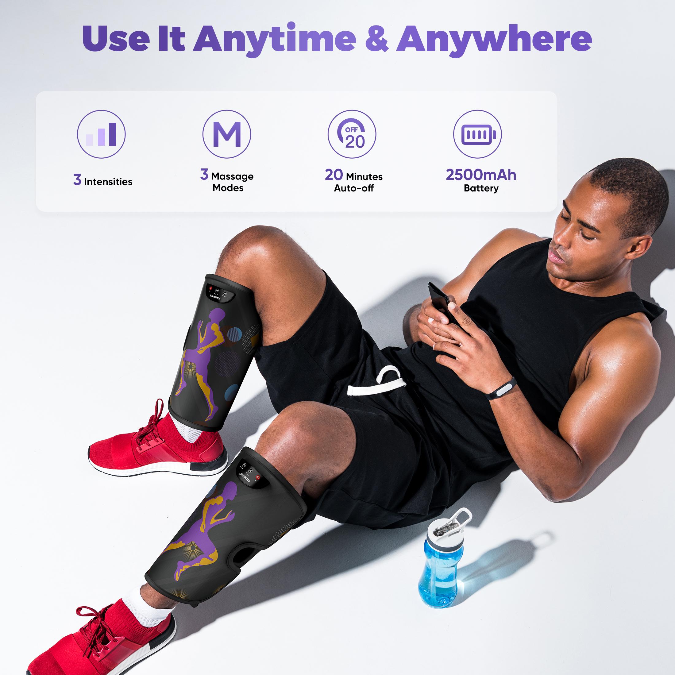 FIT KING Adjustable Rechargeable Cordless Leg Massager with Heat, Air Pressure Calf Massager for Daily Pain Relief, Ideal Gift for Mom, Dad, Women & Men (FSA/HSA Eligible)