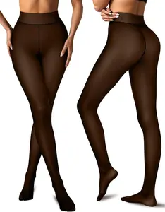 NEW COMPRESSION BAND & ONE SEAM OPTION! THE ORIGINAL MAGIC FLEECE LINED LEGGINGS -4 SHADES - CLOSED FOOT - Fleece Tights in Plus Size & Light Brown Fur for Daily Wear