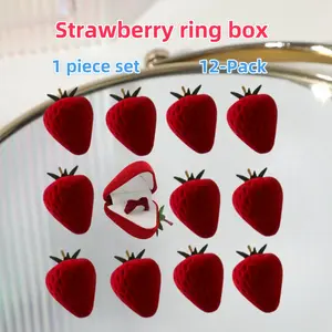 Strawberry Velvet Ring Box, Jewelry Gift Box, Creative Mini Proposal Jewelry Box, Cute Holiday Party Gift, Christmas Festival Gift