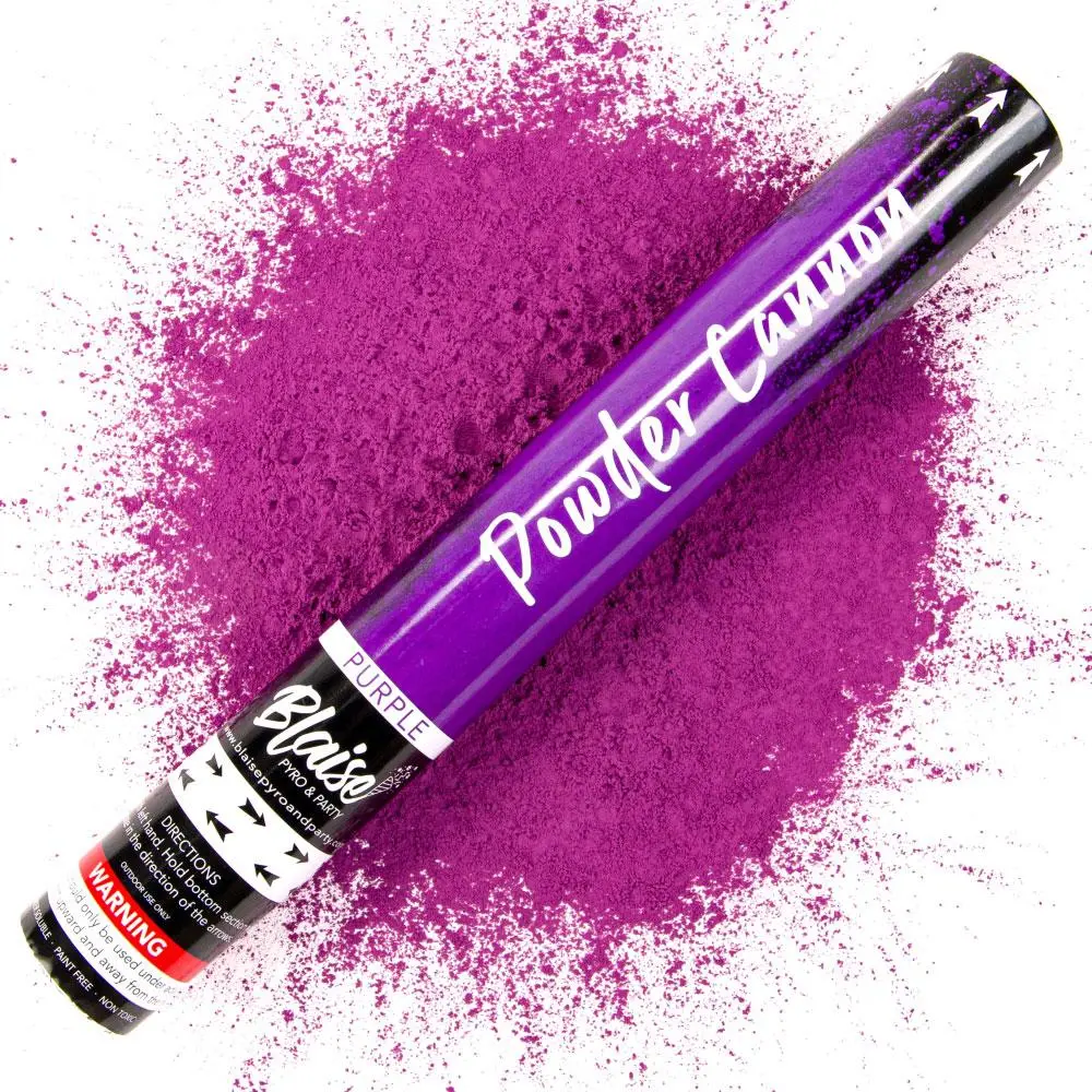 16 In Cylindrical Purple Biodegradable Powder Cannon Sprays - Outdoor-Only Festive Party Supply, Non-Pyrotechnic Accessory That Adds Excitement, 2 Inches Diameter, Wind-Disappearing Home & Event Item, Not Pyrotechnic