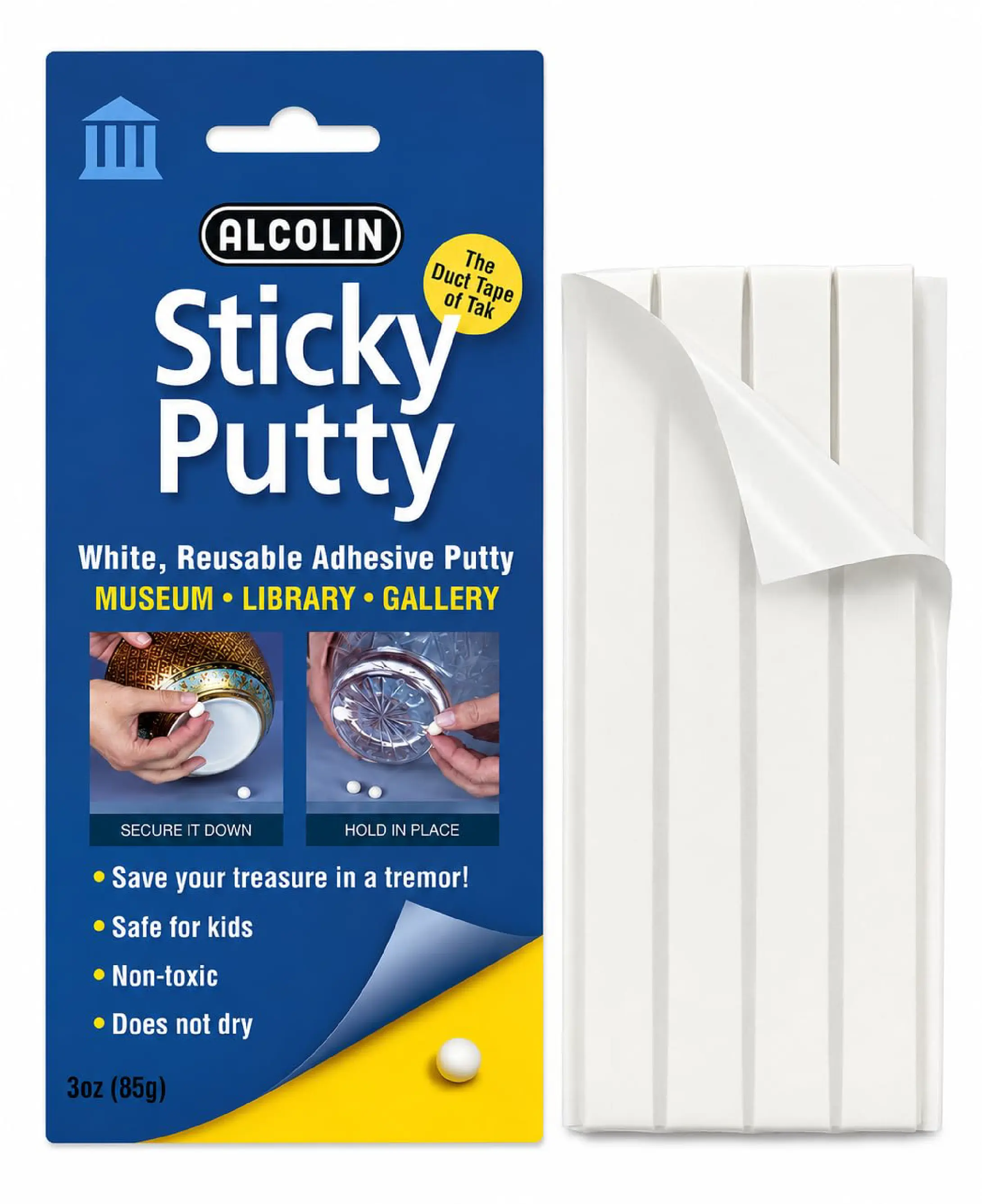 ALCOLIN Museum Sticky Putty II Reusable, Repositionabl,e Museum & Gallery Quality Adhesive Putty
