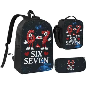 Six Seven Emoji Stickers Backpack Set for Students Professionals & Travelers Ideal for School Work or Leisure