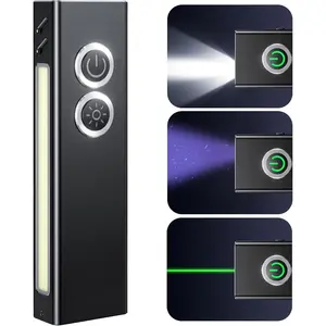 1300LM EDC Pocket Flashlight, 5-in-1 (Spotlight/UV/Green Beam/Floodlight/Red LED) Rechargeable Magnetic/Clip Flat Flashlight for Outdoor/Emergency/Work/Pet Urine Detection