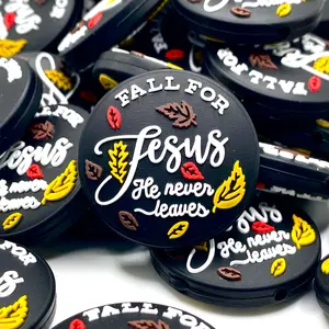 1pc Fall For Jesus, He Never Leaves Silicone Focal Beads - Fall Season Crafting Decor DIY Supplies