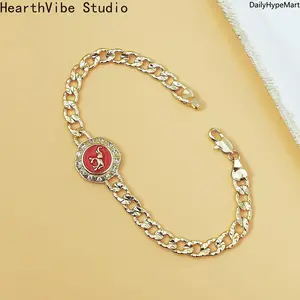 Vintage Elephant Chain Bracelet, Gold-Plated Cat's Eye Stone Jewelry