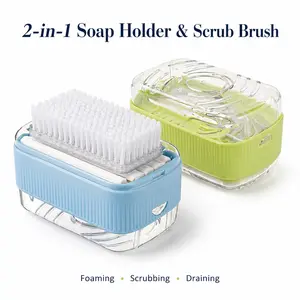 Foaming Soap Box with Roller, Portable Soap Holder with Sponge Scrubber, Hollow Soap Saver Dispenser for Shower, Bathroom, Travel & Laundry