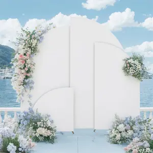 Set of 4 Double-Sided Spandex Half Moon Wedding Arch Covers -2-Sided Half Moon Spandex Wedding Arch Cover for Birthday Party Baby Shower Wedding Stand Decoration