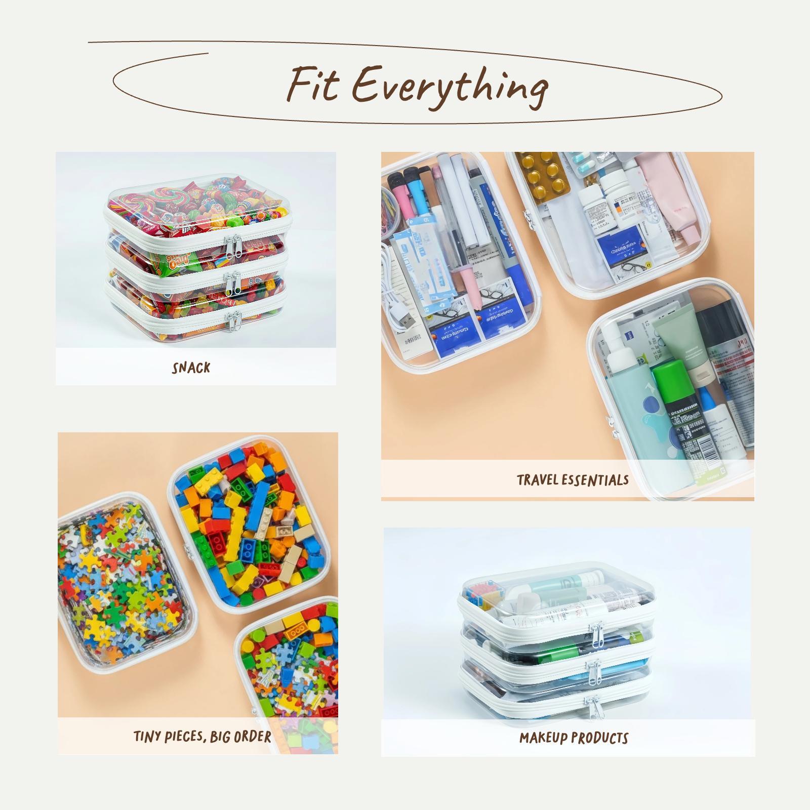 Clear Organizer Storage Box Clear Hard Zipper Case PVC Plastic CLear Storage Containers for Tools & Small Objects Girl Stuff Portable Travel Organizer Set Makeup Organizer Jewelry Box Toy Storage Bins High Transparency TikTokShopMother's Day M+3S