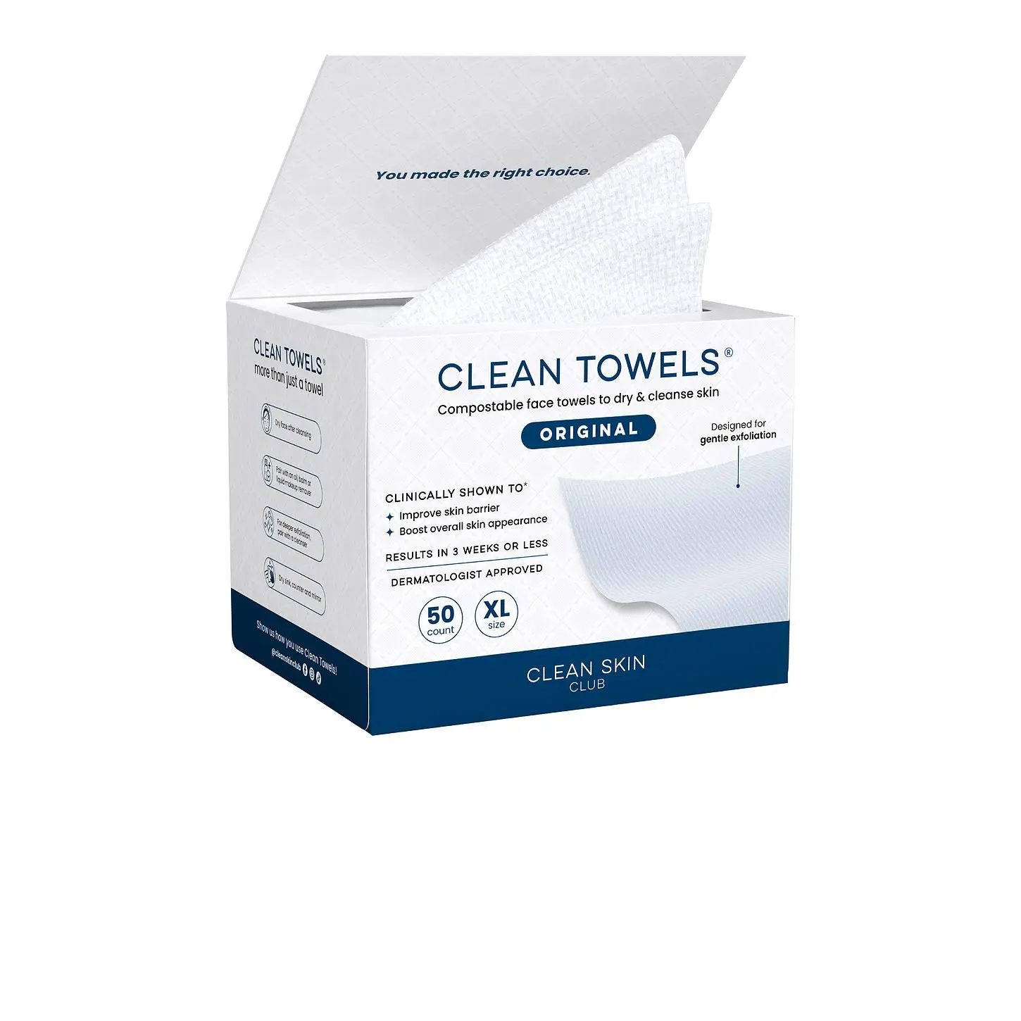 Clean Skin Club Original Clean Towels XL 50 Count