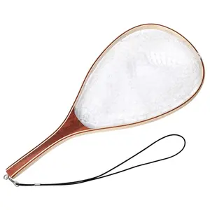 GARVEE Fishing Net, Fly Fishing Net for Trout, Fly Fishing Landing Net, Wooden Handle Catch and Release Fish Net for River Fishing Stream Fishing, Gifts for Husband & Son, White Net with Small Hole