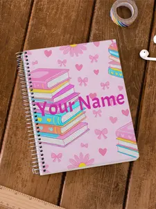 Pink Heart Flower Personalized Spiral Notebook - Ruled Line, Journal for Writers, Book Lovers Gift, Customized Study Planner, Cute Notebook