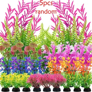 5pcs Aquarium Plants, Colorful Artificial Aquatic Plant Decoration for Home & Office, Random Selection, Ideal for Fish Tanks