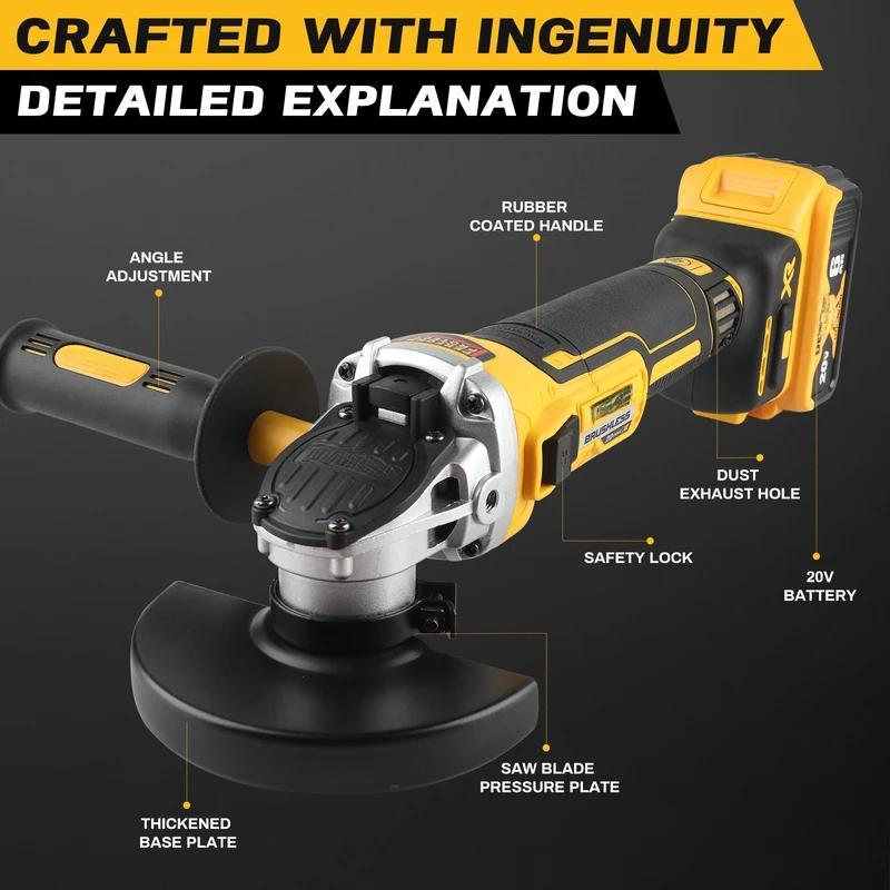 Dewalt DCG405NT 9000RPM 20V MAX Brushless Cordless Angle Grinder, 125mm for Polishing and Cutting