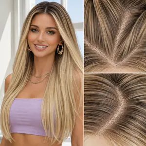 Summervibes[AISI HAIR] 5X7  Ombre Blonde Straight Lace Front Wig for Women Synthetic Pre Plucked Blonde Glueless 22inch Wig With Baby Hair for Beginner Friendly