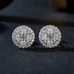 1 pair of 925 sterling silver 0.85 carat moissanite round stud earrings, suitable for women, elegant jewelry gift, suitable for anniversaries, birthdays, parties, with exquisite gift box.