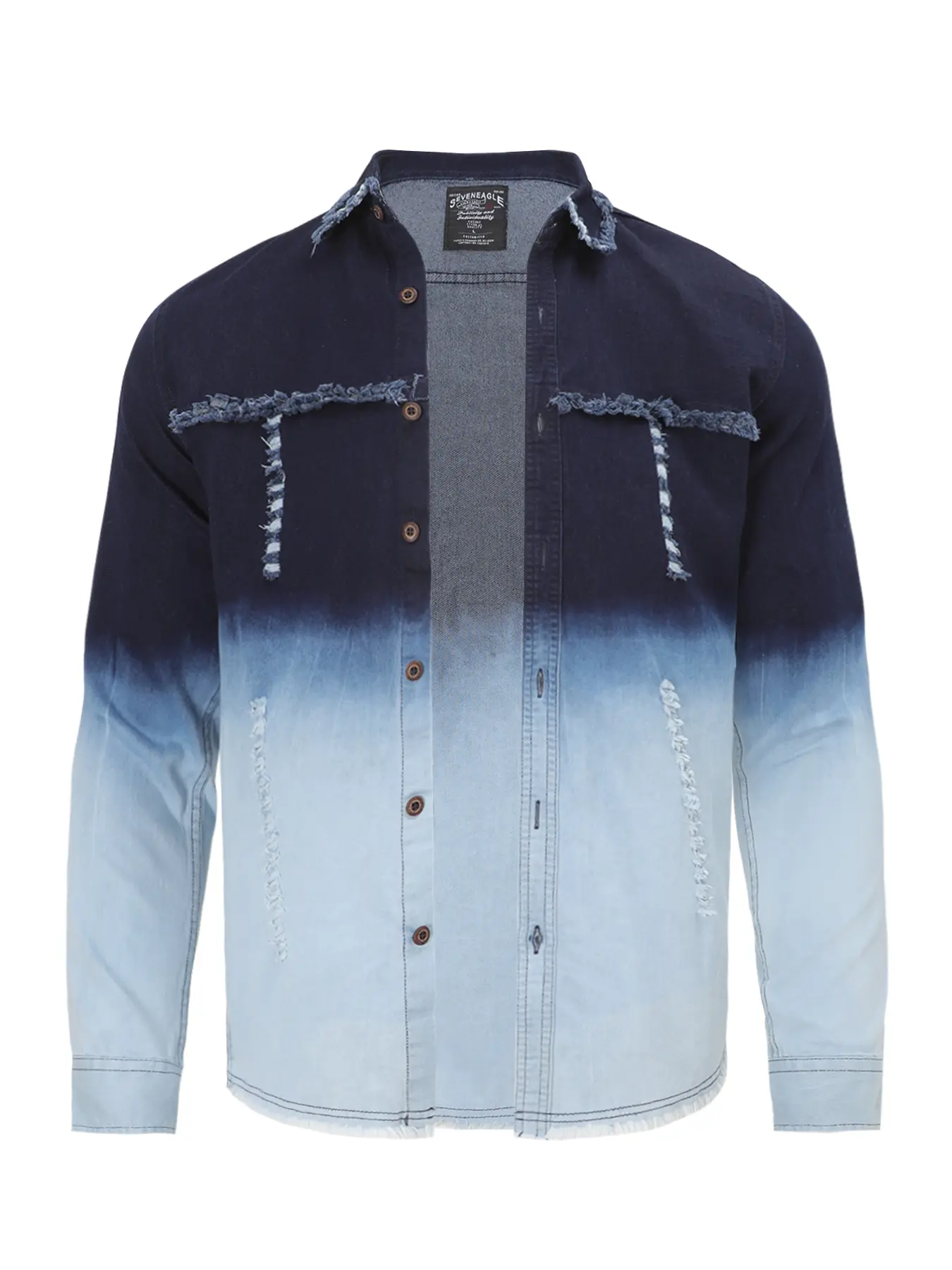 Men's Original Distressed Denim Jacket - Menswear Coats, Casual Ripped Regular Fit Western Button-Down Shirt, Suitable for Christmas & Any Occasion