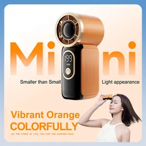 Turbo Mini Handheld Fan for Outdoor Camping Portable USB Rechargeable Digital Display High Wind Force Fan