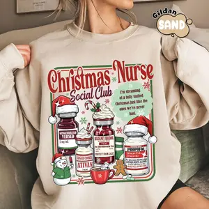 Christmas Nurse Social Club Short Sleeve T-SHIRT / Sweatshirt , Nurse Silent Night, Gingerbread Nurse, Nurse Holiday Gift, EMS Christmas Shirt