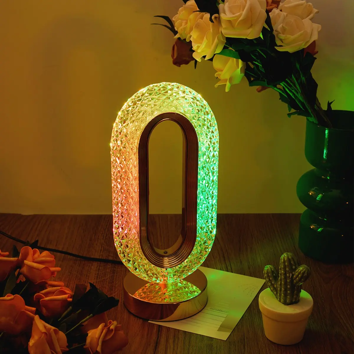 Modern Creative Crystal Led Night Light with RGB Mode, Dimmable Lighting Control, Tabletop Decor for Bedroom Living Room Desk Home Decoration, Led Nightlight, Mirror Lamp, Modern Nightstand Lamps, Nightstand Led Lights