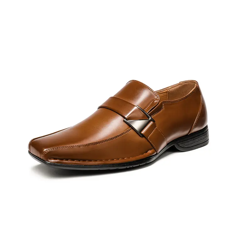 BRUNO MARC Men's Classic Square Toe Leather Loafers - Casual Business Dressier Loafers, Easy-On-Off Slip-Ons for Work, Formal Office, Wedding