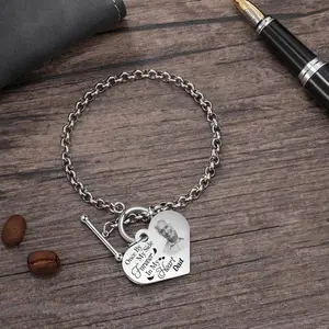 Memorial Bracelet for Loved Ones, Supports Engraving of Text and Images, Stainless Steel Bracelet