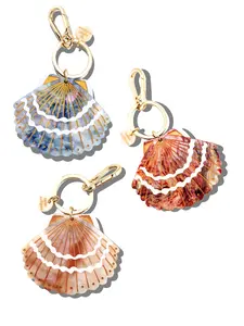Hand-painted Seashell Bag Charm + Keychain | Eco-Friendly