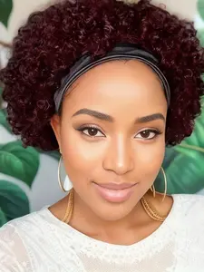 Women's Pixie Cut Wigs with Headband, Curly Human Hair Short Pixie Headband Wigs, Perfect for Daily Wear & Stylish Looks, Real Human Hair