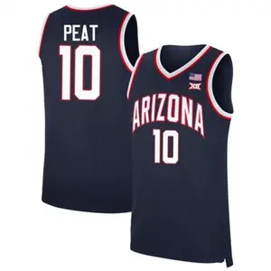 Navy #10 Peat Arizona Style Basketball Jersey, College Basketball Fan Jersey, Breathable Mesh Sleeveless Tank Top, Game Day Outfit Gift