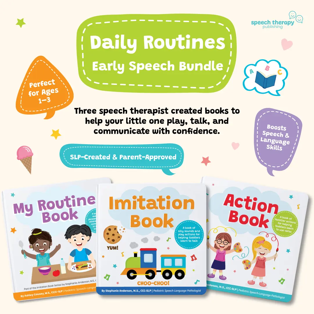 Daily Routines Early Speech Bundle – 3 Interactive Speech Books for Toddlers | Sounds, Actions & Daily Routines | Written by a Pediatric Speech Therapist
