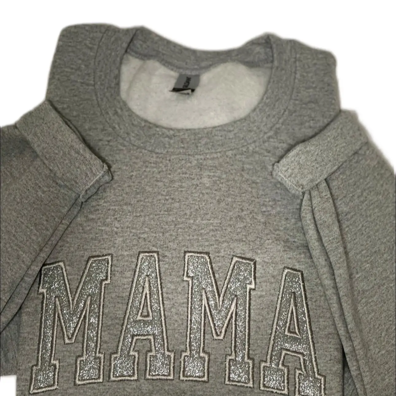 MAMA Glitter HTV/Embroidered Crew Neck Sweatshirt for Women - Pullover