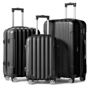 Zimtown 3 Piece Nested Spinner Suitcase Luggage Set With TSA Lock - BLACK