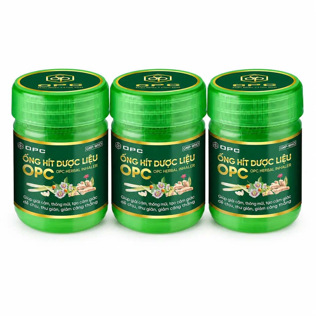 OPC Herbal Nasal Inhaler - Natural Aromatherapy Health & Wellness Solution, 3-Pack