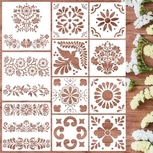 Talavera Stencil  Tile Stencil Floral Folk Mexican Stencils for Painting  Wall Floor Furniture   Decor